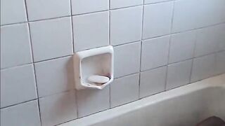 Older man dad get most excellent oral pleasure & screw by slender tiny sexy ebony bitch in bathtub doggy position ( bath sex )