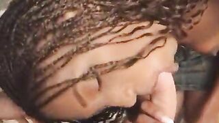Black girl with tiny melons likes to suck weenie and get creamed