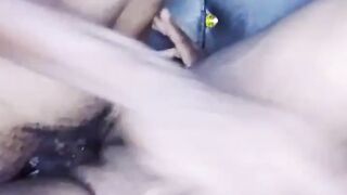 Large ramrod banging large ebony butt with doggy position