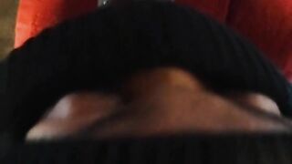 Hawt black girlfriend deepthroating in advance of getting cucumber & anal DP action