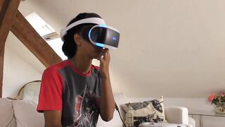 Playstation VR Play of Black Teens Fantasies in a Lace Underware