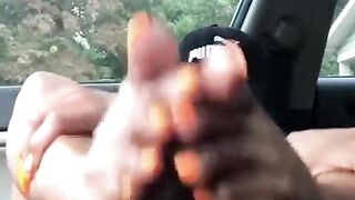 Hawt ebony playgirl giving footjob to bbc