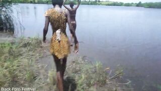 The chief's son picked a random gal of the tribe whilst this babe was dancing with her ally and screwed her on a tree in Africa