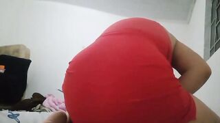 Hot bulky angel sitting on a ebony toy to try and put out her fire in her large twat.