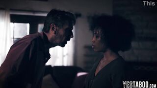 Despairing black cougar seduces a older man and squirts all over his large white weenie