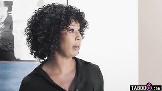 Breasty black stepsister bashes heads with her stepbro about whose turn it's to be with