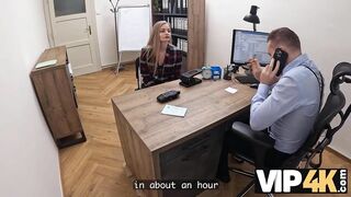 VIP4K. Slender girl Fibi Euro craves a loan and sex in the office