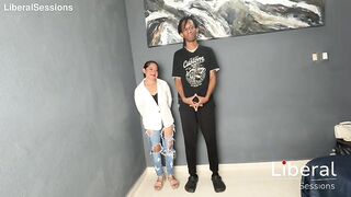 Tiny gal and her 1st experience with a ebony dick