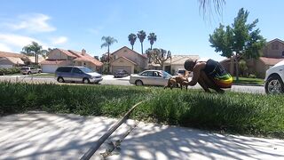 washing my puppy with my booty out