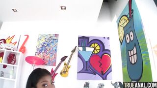 Breasty black cutie has her butt permeated and filled up with cum