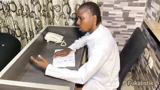 Black large butt nasty student seduces biology teacher in office and bang bbc