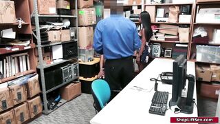 Black shoplifter and her stepsis drilled by the mall officer