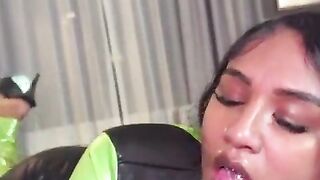 Ebony Beauty gets a spunk flow on her natural titties from the BBC