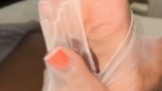 Post Climax Punishment - Black ilovelaylafeet lets me Cum inside her ripped Nylon