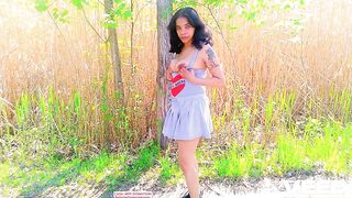 Glamorous MIDGET BLACK Exhibitionist Wife Outside Public Bike Trail MINI PETTICOAT Pov Up Petticoat