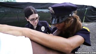 two Police Officers Suck off Ebony Stud