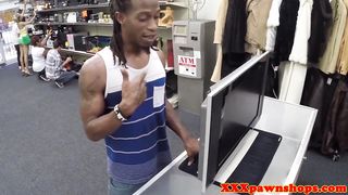 Real ebony pawnshop amateur fucked in front of boyfriend