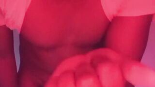 Labeto hawt red room light masturbation with biggest jizz flow load. South afro Hunk star