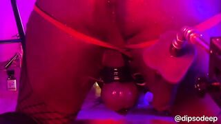 Dipsodeep gapes and stretches his creamy arsehole with vibrator screw machine