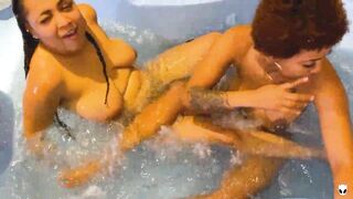 We've Scissoring on Jacuzzzi then Lascivious Lesbian babes Love button to Love button Missionary Tribbing - Khalessi 69