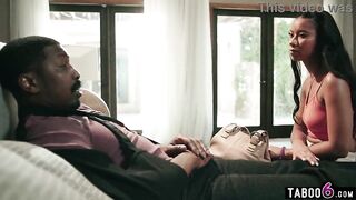 Black teen step daughter assists her step daddy with his harm