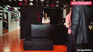 LETSDOEIT - Sexy Black Teen Banged Hard By 2 Boys In Her Store