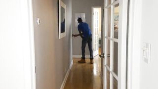 Ebony pair gets caught screwing by the gal's stepmom - ebony porn