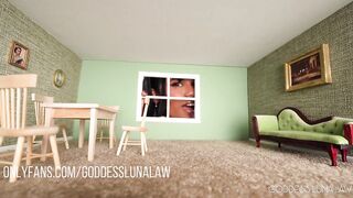 Giantess eats step-bro for lunch- Black Dominant-bitch Luna Law's stepbrother stuck in dollhouse becomes Lunch, Taboo Giantess Vore dream