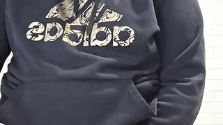 I got concupiscent on my lunch and decided to go stroke in the washroom until I cum