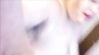 Obese black SSBBW lubes up her titties and plays with a glass toy