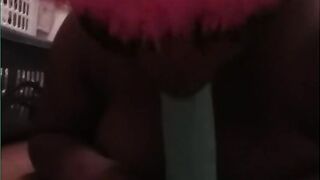 During the time that spouse is away the wife will play. .throat screwing her sex toy!