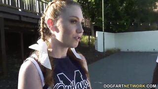 Cheerleader Teen Arietta Adams Blows A Group Of Ebony Lads