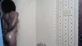 Sexy PYT Ebony Teen make Bull Cum Fast in Shower