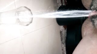 large black urinate glass overflow