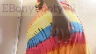 Gal ripping naughty bubbly farts in rainbow suit