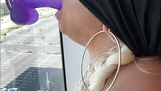 Black step sister caught practicing sloppy deepthroat on sex toy