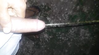 BBC pissing outdoors, wanking at end