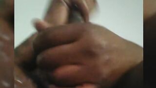 WANKING THICK EBONY PENIS