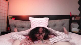 Lustful Nerdy Egirl Mouths Your Schlong to get Her Glasses Overspread with Your Cum
