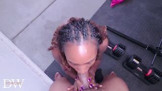 Black mistresse banged on weight bench by BBC Dude