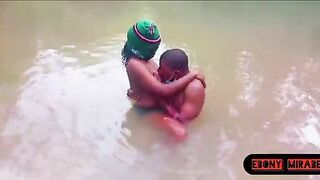 Village river love making this babe actually have a fun large hard knob
