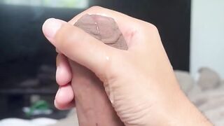 Thick Ebony Rod Drips Precum - Solo Hunk Groaning Ejaculation
