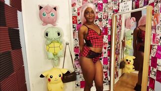 Thick black gamer hotty LADYKAIYO shaking her cool butt in a cute 2-piece