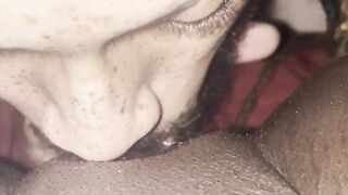 My bestfriend sister lastly let me lick on her chocolate creamy vagina