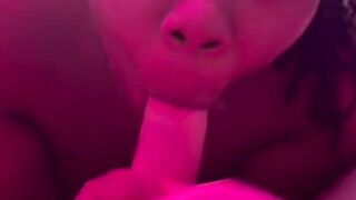 youthful and concupiscent black sucks my wang at her mommys crib