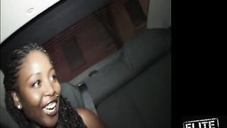 Ebony cutie gets picked up at the gas station for some joy