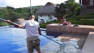 Colombian black mother I'd like to fuck has sex with her gardener outdoors whilst her spouse is away!Carla Morelli & Dani Clark