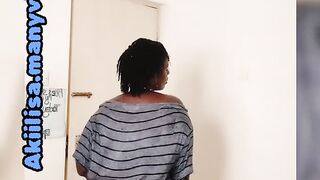 Large butt black AKIILISA soaked Tshirt twerking