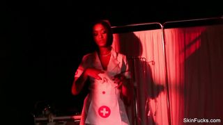 Super hot nurse Skin gives a sexy tease