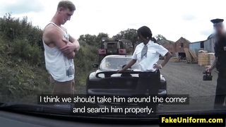 Black british cop spitroasted outdoors in mmf